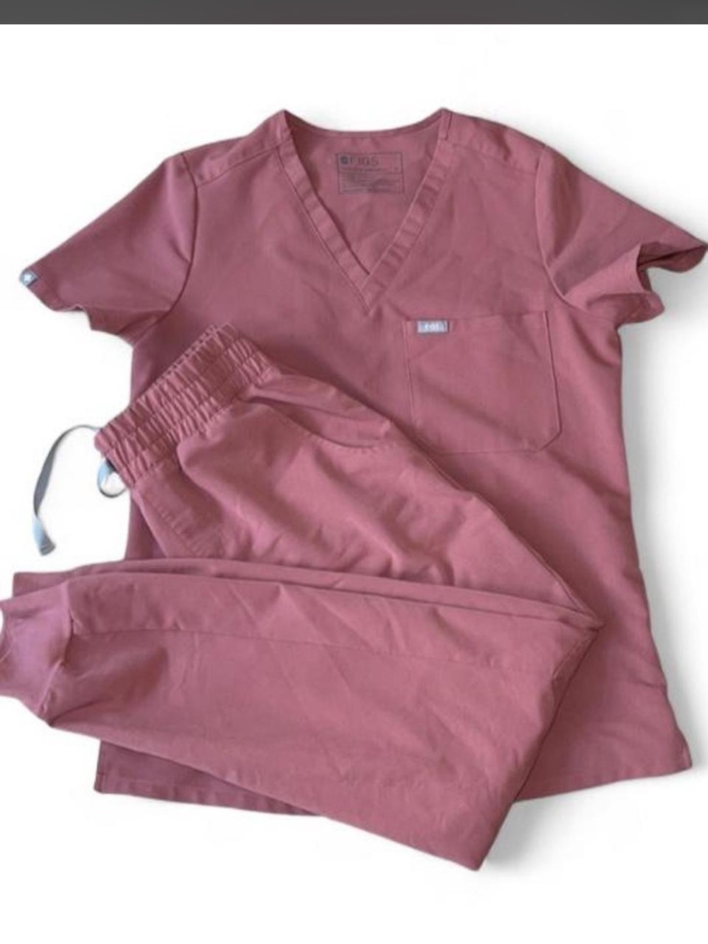 Figs Women’s Dusty Rose Mauve V-Neck Scrub Set - XS Top & Pants